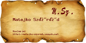 Matejko Szórád névjegykártya